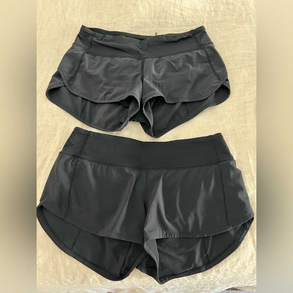 two Lululemon speed up shorts size 4 black